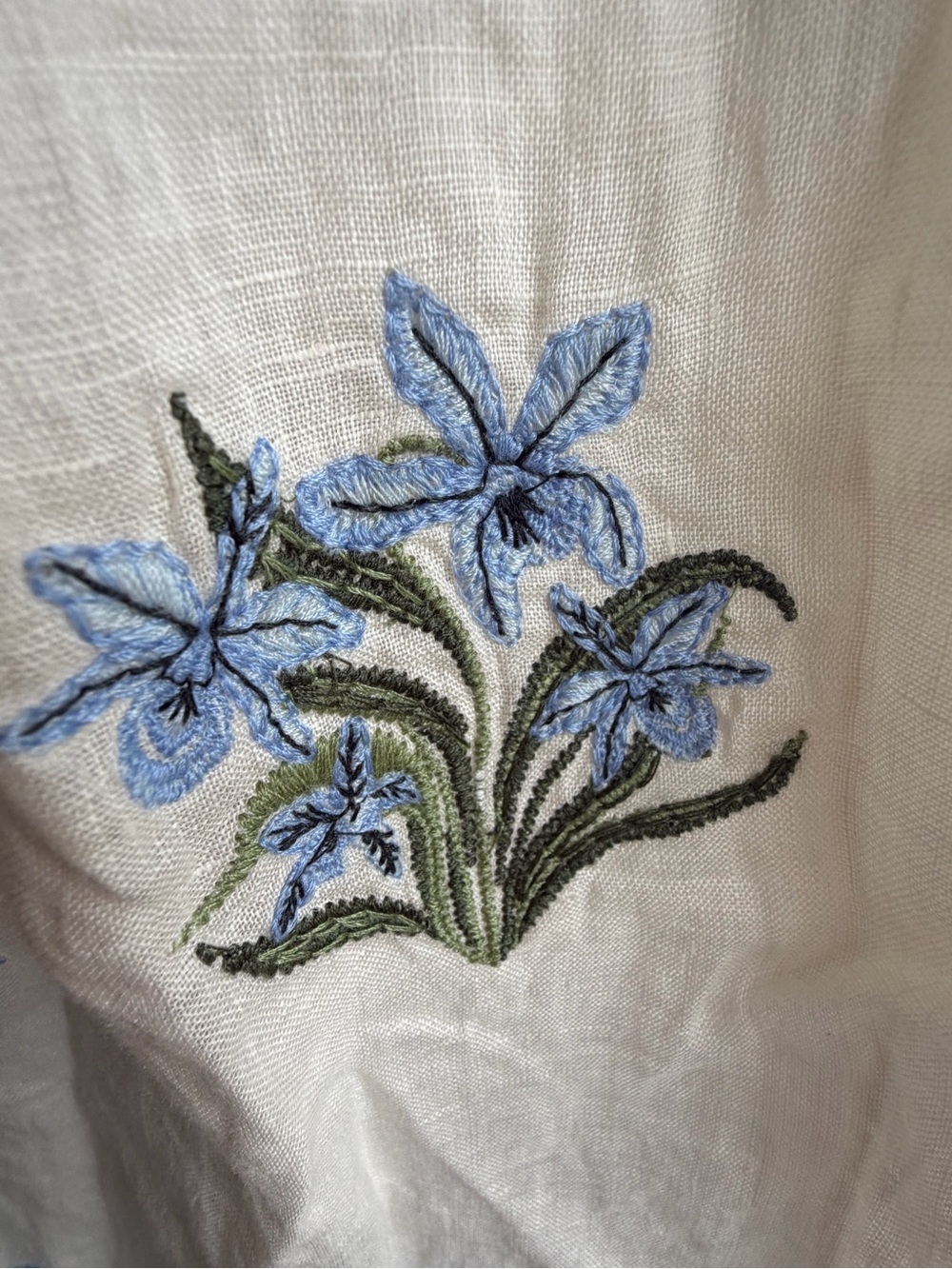 Agua by Agua Bendita Bossa Neck Maxi Dress Blue Floral Embroidery $1300 - Picture 12 of 13